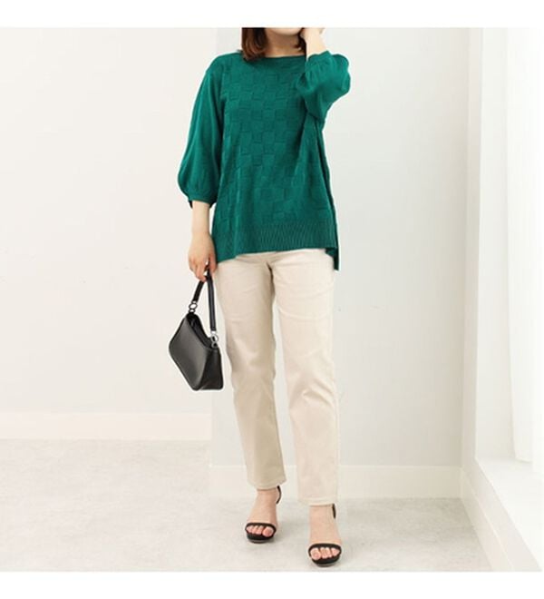 BELLUNA（ベルーナ）の「格子柄ニットプルオーバー（ニット・セーター）」｜詳細画像