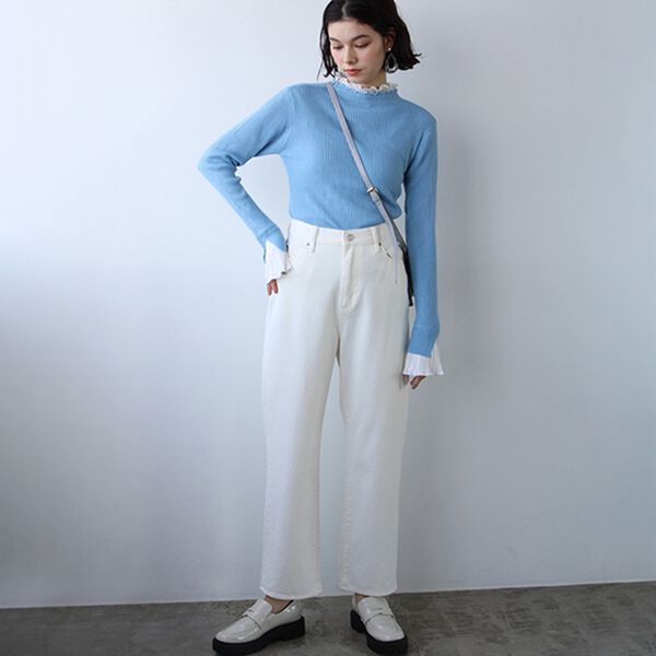 GeeRA（ジーラ）の「プリーツ付ハイネックリブニットトップス（ニット・セーター）」｜詳細画像