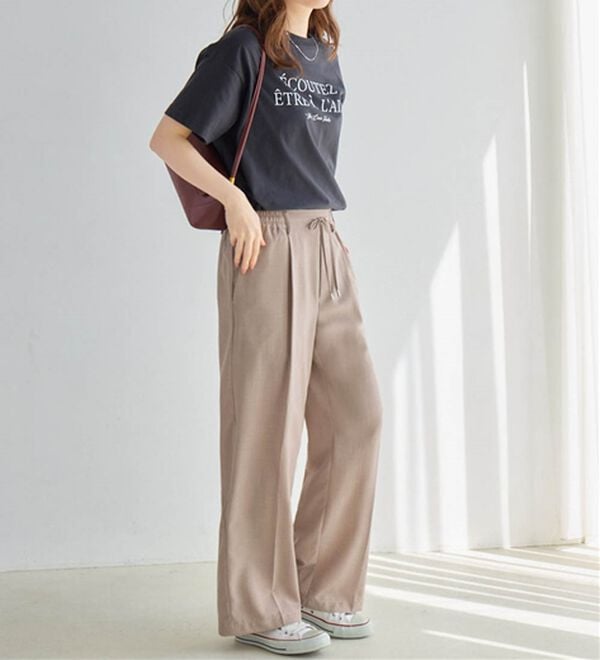 alotta（アロッタ）の「軽やかウエストリボンワイドパンツ（ワイドパンツ・ガウチョ）」｜詳細画像