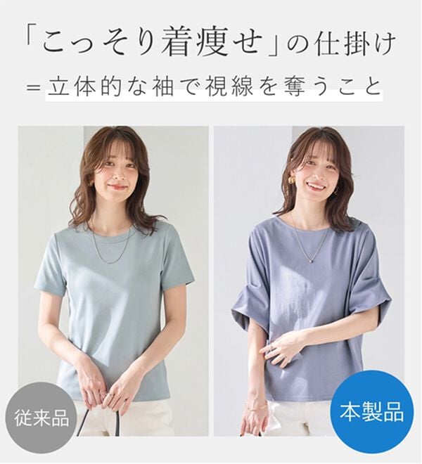 Viola e Viola（ヴィオラ エ ヴィオラ）の「ひんやり細見え！デザイン袖トップス（カットソー）」｜詳細画像