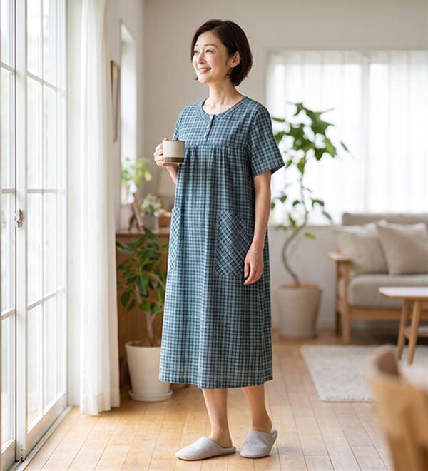 ルフラン（ルフラン）の「【２色組】おうちで涼やか夏の楊柳ワンピ（その他ワンピース）」｜詳細画像