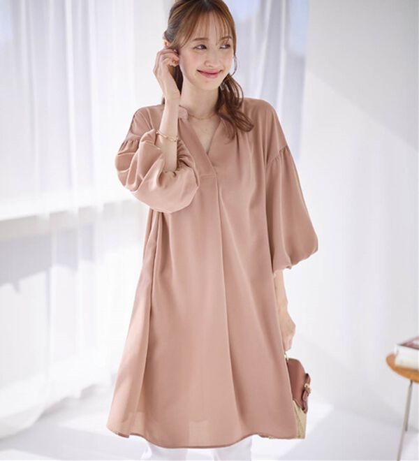 alotta（アロッタ）の「パフ袖とろみブラウスチュニックワンピース（チュニックワンピース）」｜詳細画像