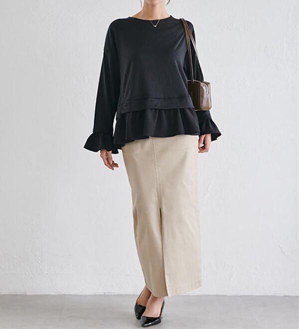 RANAN（ラナン）の「＜ＨＳ＞重ね着風配色フリルプルオーバー（カットソー）」｜詳細画像