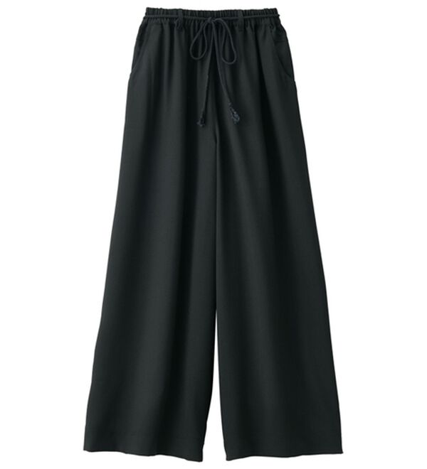 RANAN（ラナン）の「麻調ボリュームワイドパンツ（フルレングスパンツ）」｜ブラック