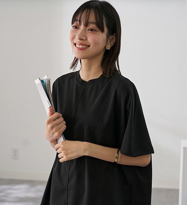 BELLUNA（ベルーナ）の「Ｔシャツ感覚なのにきちんとブラウス見え！カットジョーゼット半袖プルオーバー（カットソー）」｜詳細画像