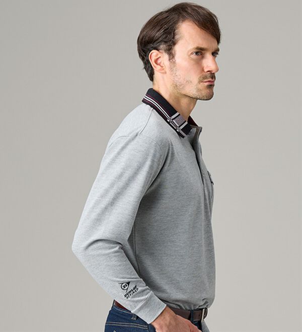 「＜ダンロップ・リファインド＞衿ジャカードデザインポロ（メンズポロシャツ）」｜詳細画像