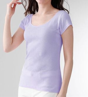 LAVIENNE（ラヴィエンヌ）の「綿１００％サラッと汗取りインナー　半袖＜ラヴィクールナチュラル＞（肌着・インナーウェア）」｜ラベンダー