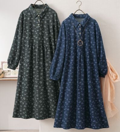 ルフラン（ルフラン）の「【２色組】小花柄衿付ロングワンピース（ロングワンピース）」