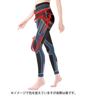 「ひざらくテーピングスパッツ（スパッツ・レギンス）」｜ブラック(10分丈)