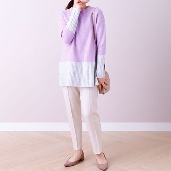 BELLUNA（ベルーナ）の「袖＆裾配色ニットプルオーバー（ニット・セーター）」｜詳細画像