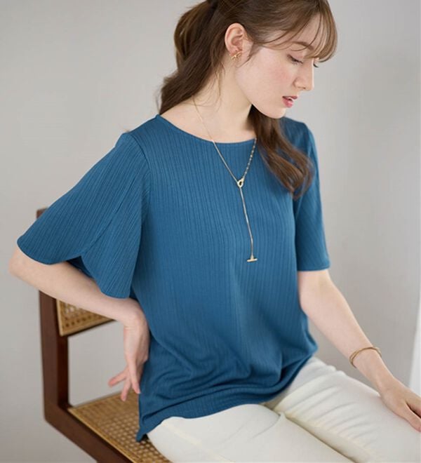 alotta（アロッタ）の「【4つの機能付】ひんやりチューリップ袖ブラウスTシャツ（カットソー）」｜詳細画像