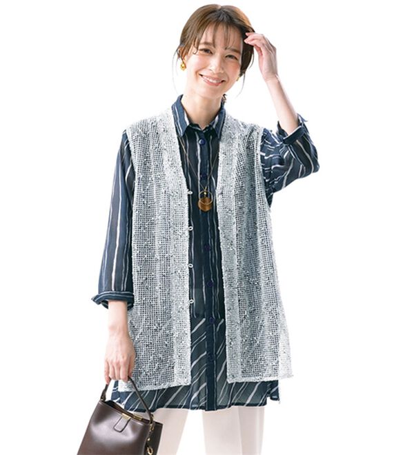 ルフラン（ルフラン）の「上品ブラウス&times;ニットベスト（アンサンブル）」｜詳細画像