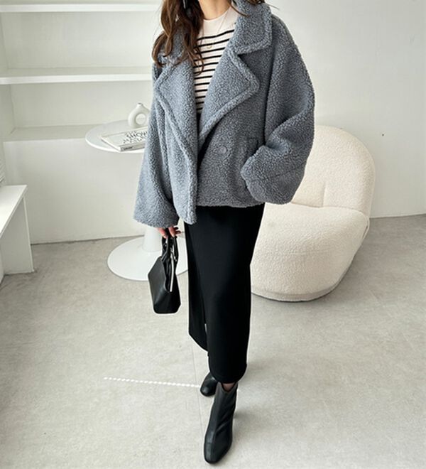 まりん様⭐︎RA⭐︎ウールカシミヤボンバージャケットXXSケーブル 上品ボアダブルジャケットコート - ベルーナ【公式】