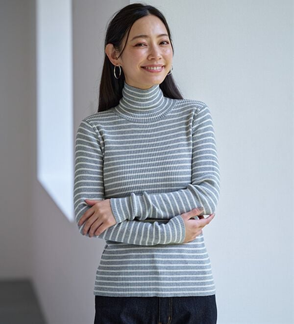 BELLUNA（ベルーナ）の「ハピネスコットン１００％&times;吸湿発熱リブタートルニット＜＆ｃｏｃｏｃｈｉ＞（ニット・セーター）」｜詳細画像