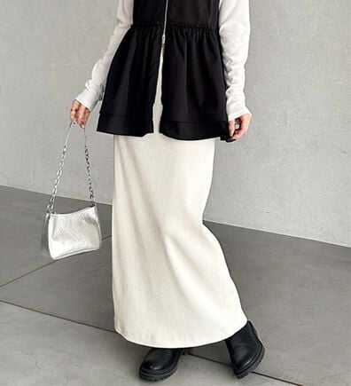 GeeRA（ジーラ）の「【着回し力◎】楽ちんすっきり見え！リブロングスカート（ロングスカート）」