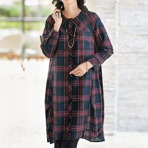 BELLUNA（ベルーナ）の「チェック柄ゆったりシャツチュニック（チュニック）」｜詳細画像