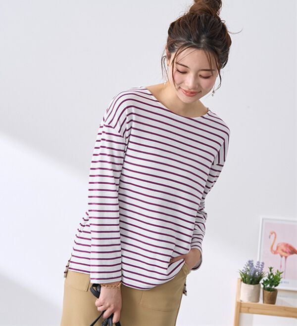 BELLUNA（ベルーナ）の「＜＆ｃｏｃｏｃｈｉ＞ハピネスコットン１００％ボーダープルオーバー（カットソー）」｜詳細画像