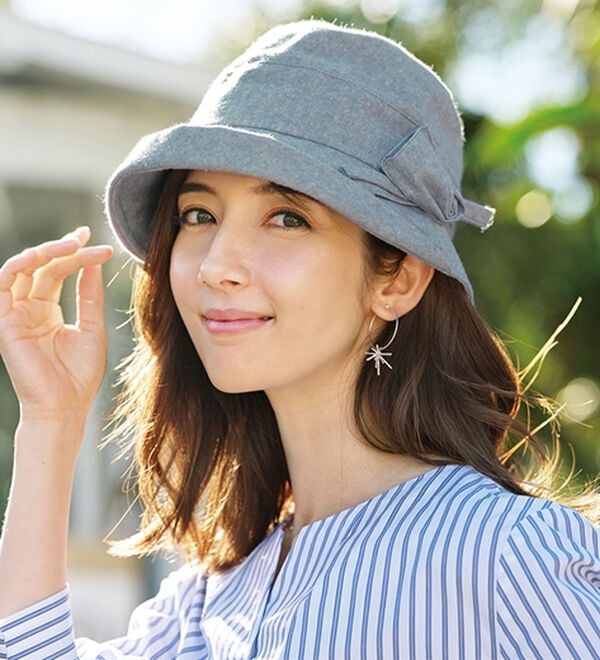 BELLUNA（ベルーナ）の「日差しを防いでムレにくい！綿１００％小顔魅せクロッシェ（帽子）」｜詳細画像