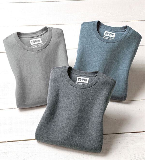 「【３色組】＜エドウイン＞柔らか綿混メランジインナー（メンズ肌着・インナーウェア）」｜詳細画像