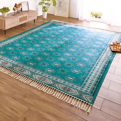 「エスニック柄プリントはっ水カーペット（カーペット）」