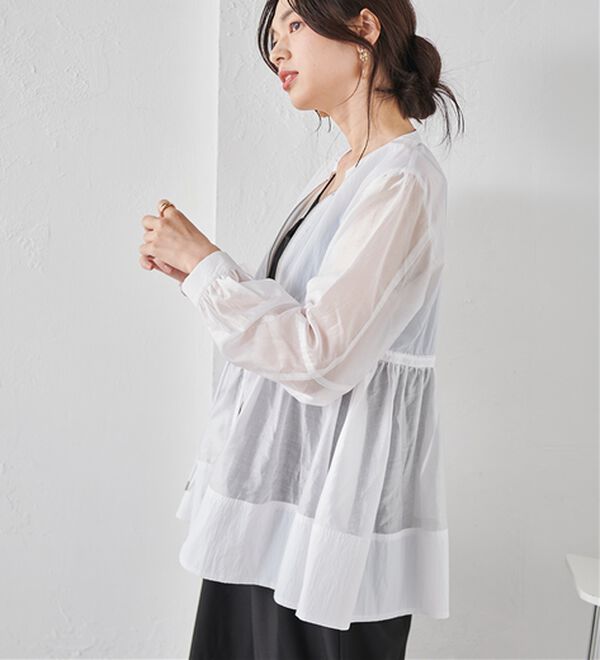 RANAN（ラナン）の「シアー切替ブルゾン（ブルゾン）」｜オフホワイト