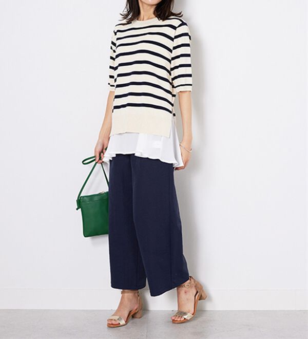 BELLUNA（ベルーナ）の「【2点セット】バックスリットボーダーニットアンサンブル（ニット・セーター）」｜詳細画像