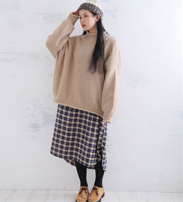 A HAPPY MARILYN（アハッピーマリリン）の「【ＬＬ～６Ｌ】苦しくないバスケット編みチャンキーニット（ニット・セーター）」｜詳細画像