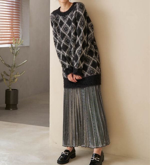 RANAN（ラナン）の「ダイヤ柄配色ニットチュニック（チュニック）」｜詳細画像