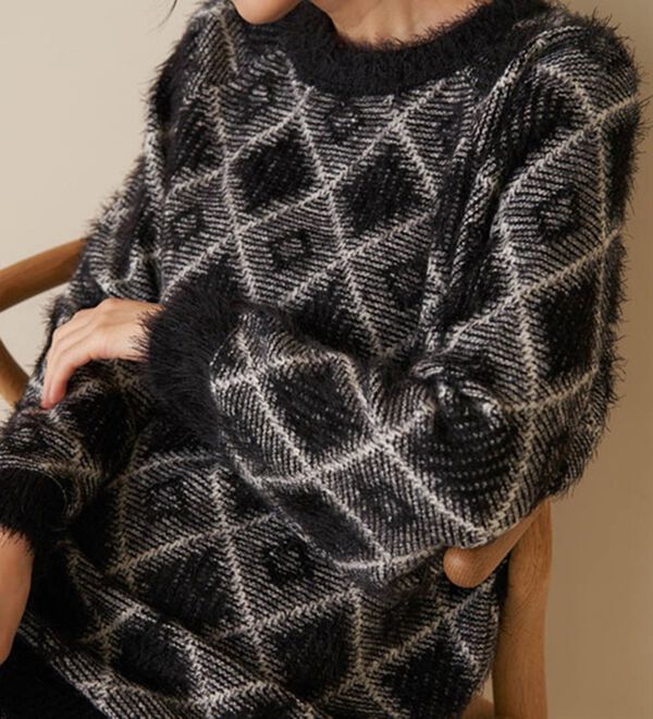 RANAN（ラナン）の「ダイヤ柄配色ニットチュニック（チュニック）」｜詳細画像
