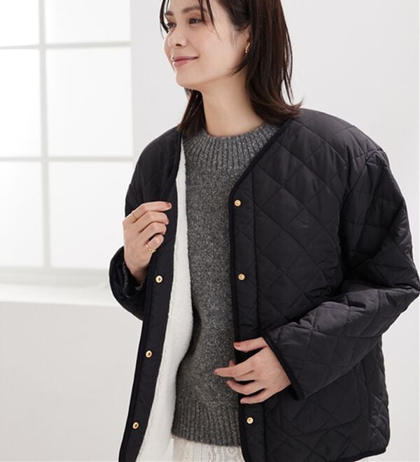 BELLUNA（ベルーナ）の「パイピング使い裏ボアキルトコート（ハーフコート）」｜詳細画像