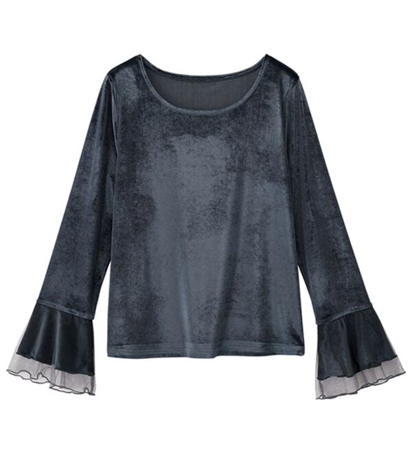 RANAN（ラナン）の「フレアーチュール袖ベロアプルオーバー（カットソー）」｜詳細画像