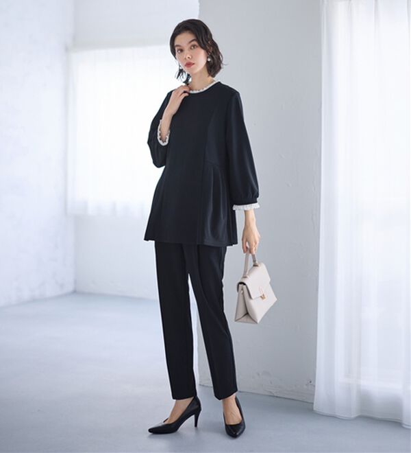 GeeRA（ジーラ）の「【２点セット】バイカラーフリル衿ブラウスセットアップ（その他スーツ）」｜詳細画像