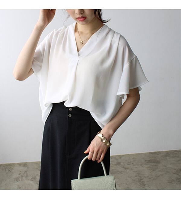 GeeRA（ジーラ）の「サラサラ涼しい！着やせも叶うフレアー袖ブラウス（ブラウス）」｜詳細画像