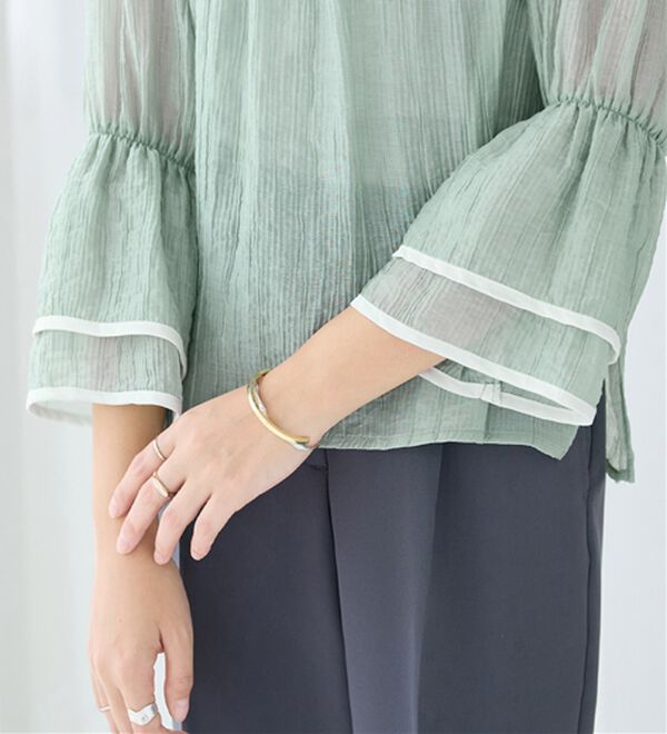 alotta（アロッタ）の「配色楊柳シアーブラウス（ブラウス）」｜詳細画像