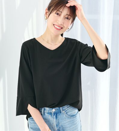 alotta（アロッタ）の「【接触冷感】着痩せが叶う！チューリップ袖ブラウスＴシャツ（ブラウス）」