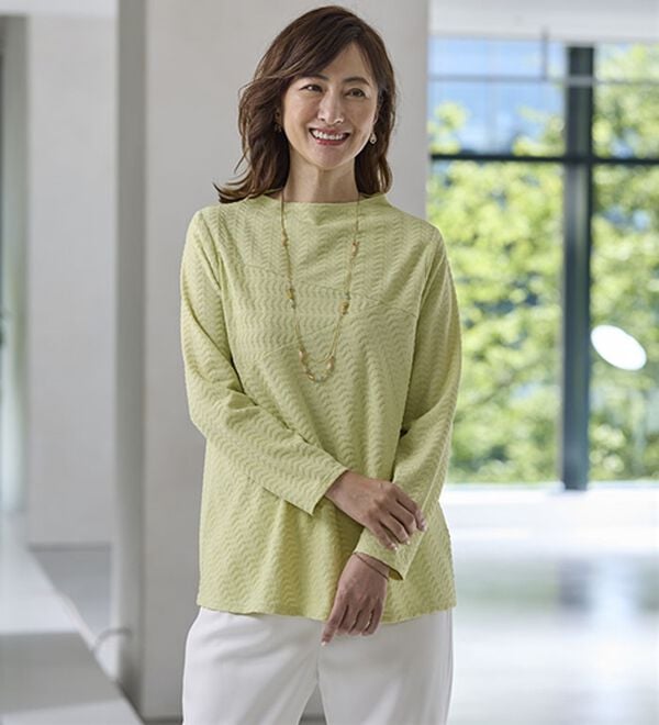 BELLUNA（ベルーナ）の「波柄ジャカード切替デザインプルオーバー（カットソー）」｜詳細画像