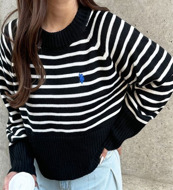 GeeRA（ジーラ）の「【ＵＳ．ＰＯＬＯ　ＡＳＳＮ】ショート丈ニット（ニット・セーター）」｜詳細画像