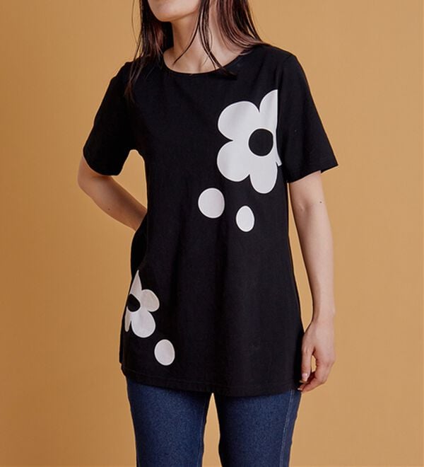 BELLUNA（ベルーナ）の「ひんやリッチコットン大人のプリントロング丈Ｔシャツ（カットソー）」｜詳細画像