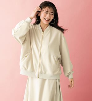 BELLUNA（ベルーナ）の「【ＳＭＡＲＴ　ＥＣＯ　ＪＥＲＳＥＹ】ゴールドジップジャケット（ブルゾン）」｜アイボリー