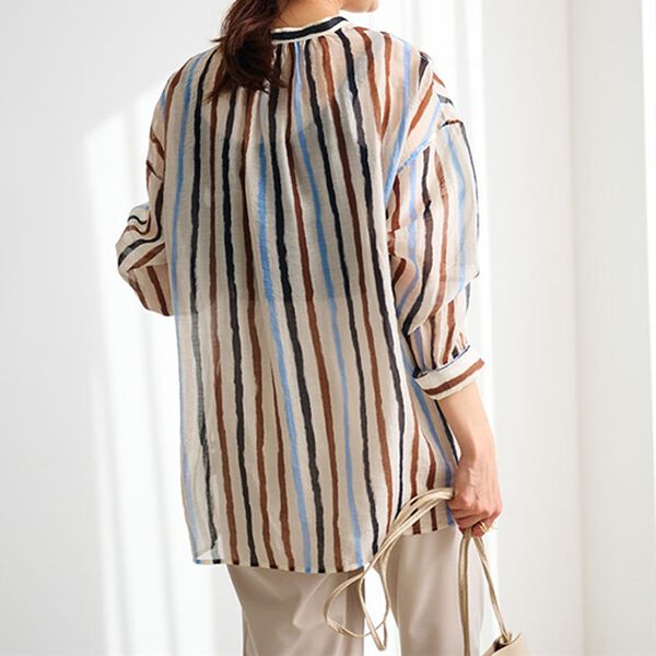 RANAN（ラナン）の「配色ストライプシャツ（シャツ）」｜詳細画像