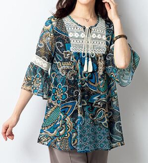 ルフラン（ルフラン）の「シフォンプリントチュニック＜ルーゼリア＞（チュニック）」｜詳細画像