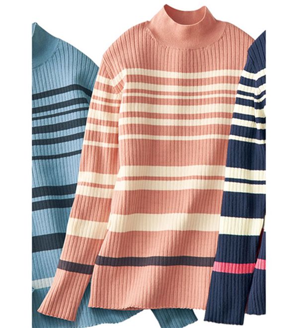 BELLUNA（ベルーナ）の「春のおしゃれ着に最適！ボーダーニット（ニット・セーター）」｜ピンク系