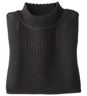 BELLUNA（ベルーナ）の「静電防止！洗えるウール入り透かし編みセーター（ニット・セーター）」｜黒