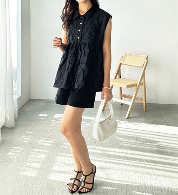 GeeRA（ジーラ）の「シアージャカードペプラムブラウス（ブラウス）」｜詳細画像