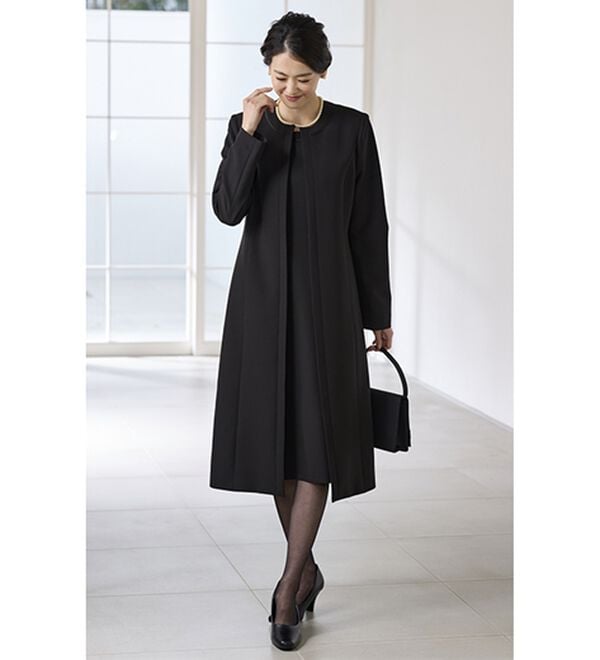 BELLUNA（ベルーナ）の「洗えるストレッチ！ロングジャケットワンピースアンサンブル（ブラックフォーマル（喪服・礼服））」｜詳細画像