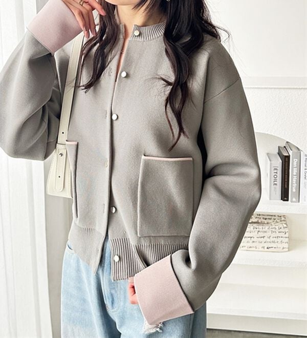 GeeRA（ジーラ）の「配色カラーニットカーディガン（ニットカーディガン）」｜詳細画像