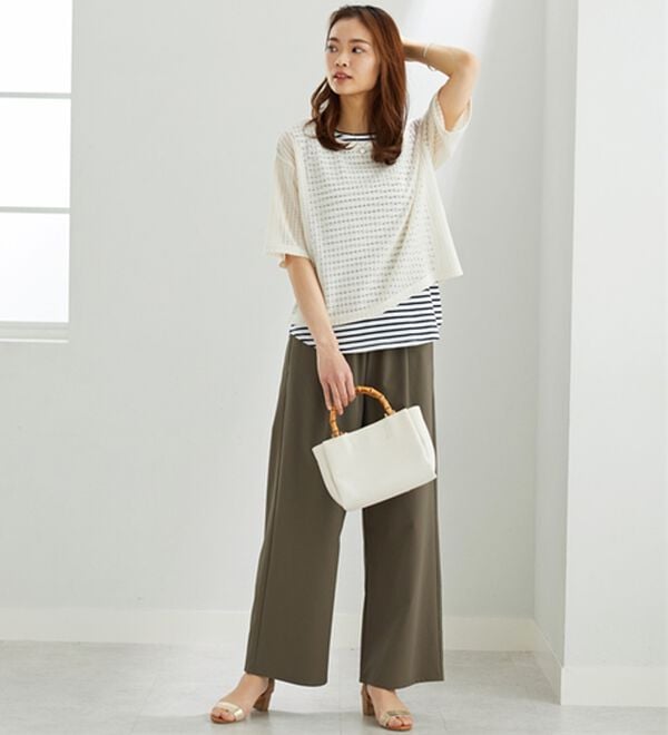 BELLUNA（ベルーナ）の「エアリーサッカー素材ワイドパンツ（ワイドパンツ・ガウチョ）」｜詳細画像