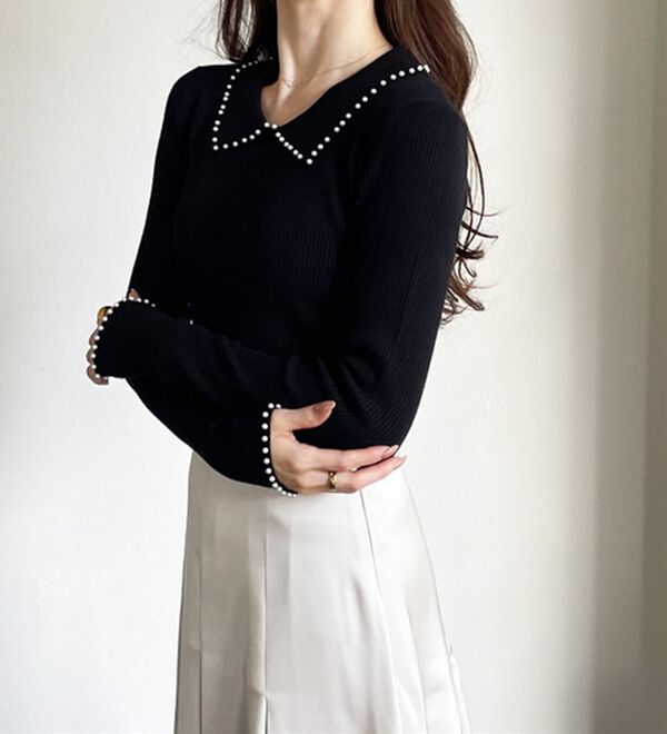 GeeRA（ジーラ）の「【YOUING.】パール衿リブニット（ニット・セーター）」｜詳細画像