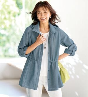 BELLUNA（ベルーナ）の「デニム調デザインパーカー（パーカー）」｜インディゴ