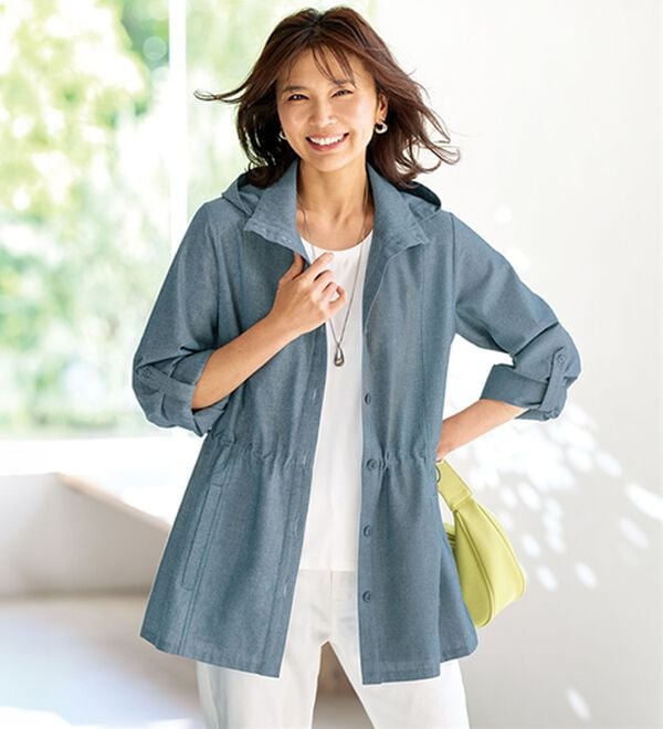 BELLUNA（ベルーナ）の「デニム調デザインパーカー（パーカー）」｜インディゴ